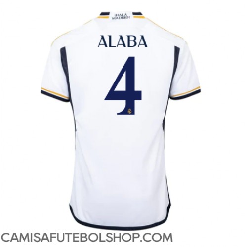 Camisa de time de futebol Real Madrid David Alaba #4 Replicas 1º Equipamento 2023-24 Manga Curta